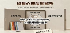 销售心理深度解析：针对37个人性弱点设计成交策略，大幅提升销售转化率！-琴书聊项目