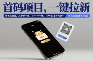 首码项目，一键拉新，有手就能做，几秒钟一单，1个小时单号可60+，认真做每天5张+收益【揭秘】-琴书聊项目