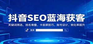 抖音SEO蓝海获客：关键词筛选，排名堆叠，卡首屏技巧，账号设计，转化率提升-琴书聊项目