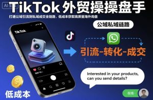 TikTok外贸操盘手，打通公域引流到私域成交全链路，低成本获取高质量海外询盘-琴书聊项目