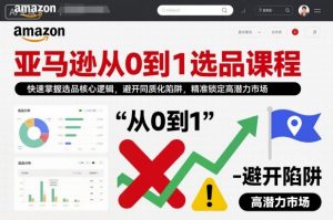 亚马逊从0到1选品课程，快速掌握选品核心逻辑，避开同质化陷阱，精准锁定高潜力市场-琴书聊项目