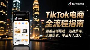 TikTok电商全流程指南，涵盖店铺搭建、选品策略、流量获取，单店月入过万-琴书聊项目