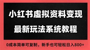 2025小红书虚拟资料最新开店运营教程，搜索流变现玩法，一人多店0成本…-琴书聊项目