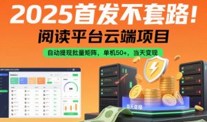 2025首发不套路！阅读平台云端项目，自动提现批量矩阵，单机50+，当天变现【揭秘】-琴书聊项目
