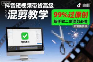 抖音短视频带货高级混剪教学，99%过原创，新手做二创混剪必看-琴书聊项目