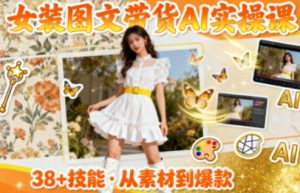 女装图文带货的AI实操课，覆盖38个实用技能，快速提升素材制作效率-琴书聊项目