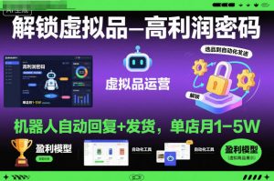 解锁虚拟品高利润密码:机器人自动回复+发货,单店月1-5W【揭秘】-琴书聊项目