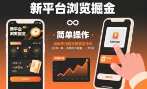 新平台浏览掘金，动动手指截张图就能挣米，2分钟一单，不限时不限量，一天5张【揭秘】-琴书聊项目