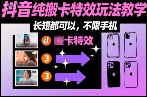 某社群抖音纯搬卡特效玩法教学，长短都可以，不限手机-琴书聊项目
