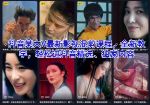 抖音某大V最新影视混剪课程，全新教学，轻松进抖音精选、独家内容-琴书聊项目