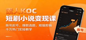 素人KOC短剧小说变现课：账号起号，爆款选题，双端剪辑，千万热门实操教学-琴书聊项目