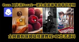 coze智能体sora2一键生成电商带货高端视频工作流保姆级拆解教程，无需剪辑，无需拍摄-琴书聊项目