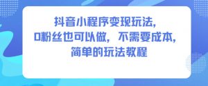 抖音小程序变现玩法，0粉丝也可以做，不需要成本，简单的玩法教程-琴书聊项目