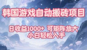 韩国游戏自动搬砖项目,日收益1k+,可矩阵放大,小白轻松入手【揭秘】-琴书聊项目