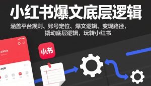 小红书爆文底层逻辑，涵盖平台规则、账号定位、爆文逻辑、变现路径，撬动底层逻辑，玩转小红书-琴书聊项目