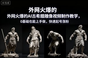 外网火爆的AI古希腊雕像视频制作教学,0基础也能上手做,快速起号涨粉-琴书聊项目