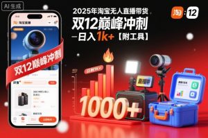 2025年淘宝无人直播带货,冲刺双12,日入1k+【附工具】【揭秘】-琴书聊项目