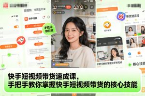 快手短视频带货速成课,手把手教你掌握快手短视频带货的核心技能-琴书聊项目