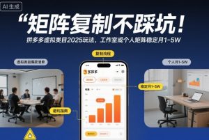矩阵复制不踩坑!拼多多虚拟类目2025玩法,工作室或者个人矩阵稳定月1-5W【揭秘】-琴书聊项目