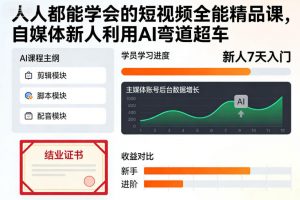 人人都能学会的短视频全能精品课，自媒体新人利用AI弯道超车-琴书聊项目