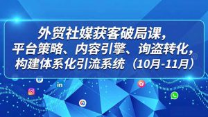 外贸 社媒获客破局课，平台策略、内容引擎、询盘转化，构建体系化引流系统(10月-11月-琴书聊项目
