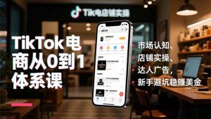 TikTok电商从0到1体系课，市场认知、店铺实操、达人广告，新手避坑稳赚美金-琴书聊项目