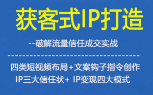 获客型IP打造，破解流量信任成，四类短视频布局+文案钩子指令创作IP三大信任状+IP变现四大模式-琴书聊项目