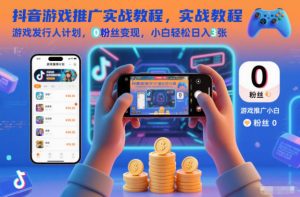 抖音游戏推广实战教程，游戏发行人计划，0粉丝变现，小白轻松日入3张-琴书聊项目
