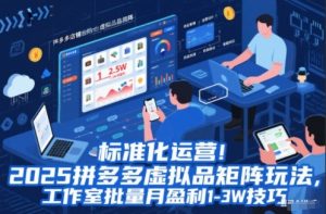 标准化运营！2025拼多多虚拟品矩阵玩法，工作室批量月盈利1-3W技巧【揭秘】-琴书聊项目