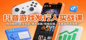 抖音游戏发行人实战课：规则解析/账号包装/爆款发掘 /剪辑实操，零基础做游戏推广-琴书聊项目