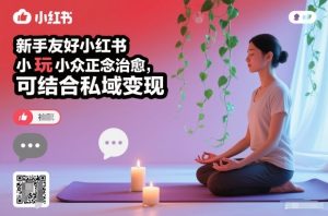 新手友好小红书小众正念治愈，玩法简单，可结合私域变现-琴书聊项目