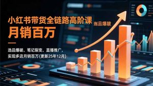 小红书带货全链路高阶课，选品爆破、笔记裂变、直播推广，实现多店月销百万(更新25年12月-琴书聊项目