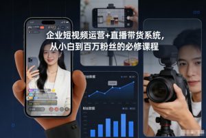 企业短视频运营+直播带货系统，从小白到百万粉丝的必修课程-琴书聊项目