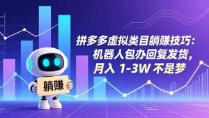 拼多多虚拟类目躺赚技巧：机器人包办回复发货，月入 1-3W 不是梦-琴书聊项目
