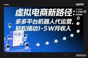 虚拟电商新路径：多多平台机器人代运营，轻松撬动1-5W月收入【揭秘】-琴书聊项目