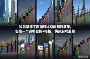 抖音某博主数据对比动画制作教学，实操完整案例+模板，快速起号涨粉-琴书聊项目