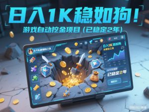 日入1K稳如狗！游戏自动挖金项目(已稳定2年)，永不失业的副业之选【揭秘】-琴书聊项目