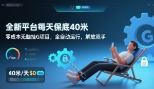 全新平台每天保底40米，零成本无脑挂G项目，全自动运行，解放双手【揭秘】-琴书聊项目