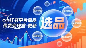 小红书平台单品带货变现营-更新,极致选品、账号标签、案例复盘,深度链接,快速启动稳定出单-琴书聊项目