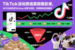 TikTok深圳跨境第2期爆款课，20天实战吃透TikTok Shop运营与变现，实现跨境变现翻倍-琴书聊项目