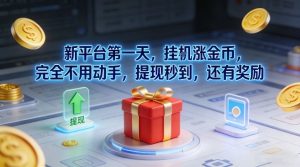 新平台第一天，挂G涨金币，完全不用动手，提现秒到，还有奖励【揭秘】-琴书聊项目