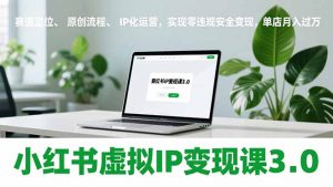 小红书虚拟IP变现课3.0,赛道定位、原创流程、IP化运营,实现零违规安全变现,单店月入过万-琴书聊项目