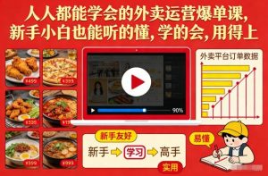 人人都能学会的外卖运营爆单课，新手小白也能听的懂，学的会，用得上-琴书聊项目