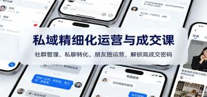 私域精细化运营与成交课:社群管理、私聊转化、朋友圈运营,解锁高成交密码-琴书聊项目