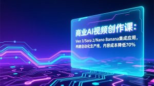 商业AI视频创作课：Veo 3/Sora 2/Nano Banana集成应用，构建自动化生产线，内容成本降低70%-琴书聊项目