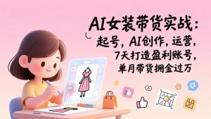AI女装带货实战：起号，AI创作，运营，7天打造盈利账号，单月带货佣金过万-琴书聊项目