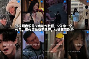 短视频音乐号卡点制作教程，5分钟一个作品，操作简单有手就行，快速起号涨粉-琴书聊项目