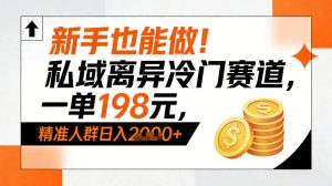 新手也能做！私域离异冷门赛道，一单198，精准人群日入1k+-琴书聊项目