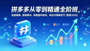 拼多多从零到精通全阶班，流量爆破、疑难解决，构建盈利体系，单店月销破百万(更新2026-琴书聊项目