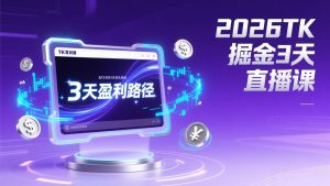 2026TK掘金直播课，起号涨粉+直播带货+商单变现+3天打通盈利路径，月入过万美金-琴书聊项目